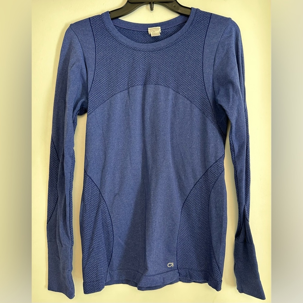 GapFit Motion Long sleeve Shirt, Blue, moisture wicking, large